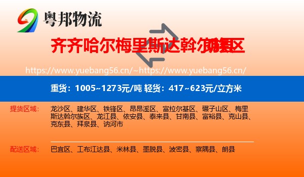 齐齐哈尔梅里斯达斡尔族区到朗县物流