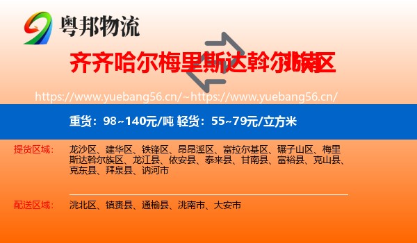 齐齐哈尔梅里斯达斡尔族区到洮南市物流
