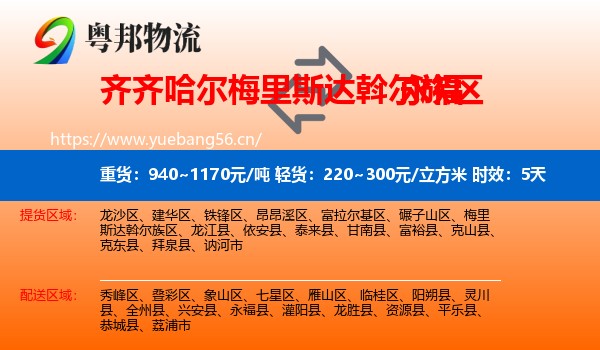 齐齐哈尔梅里斯达斡尔族区到永福县物流专线名片