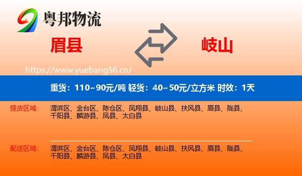 眉县到岐山县物流 眉县到岐山县物流专线名片