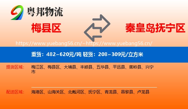 梅县区到抚宁区物流