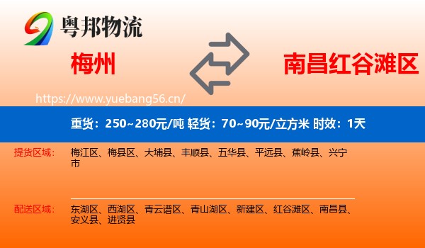 梅州到红谷滩区物流专线名片