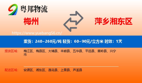 梅州到湘东区物流专线名片