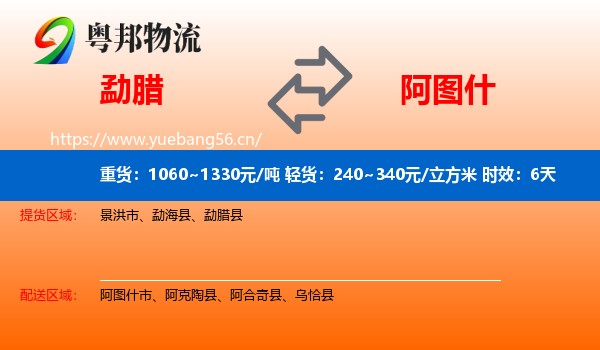 勐腊到阿图什市物流专线名片