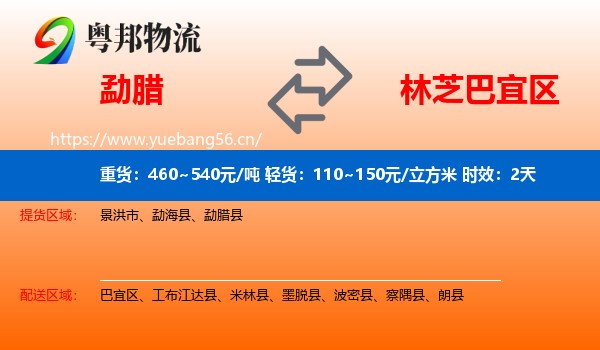 勐腊到巴宜区物流专线名片