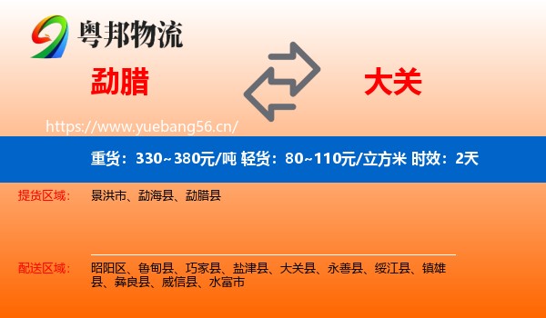 勐腊到大关县物流专线名片