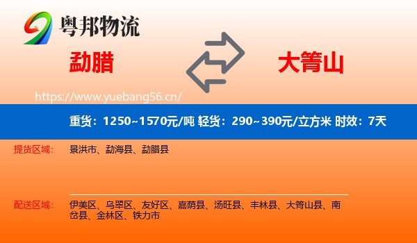 勐腊到大箐山县物流专线名片