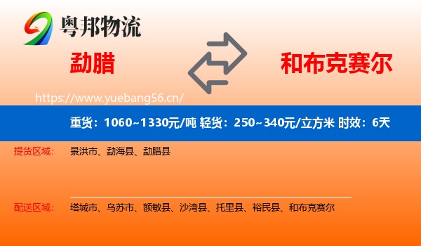 勐腊到和布克赛尔物流专线名片
