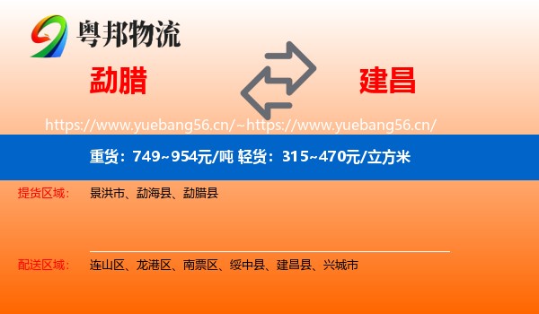 勐腊到建昌县物流