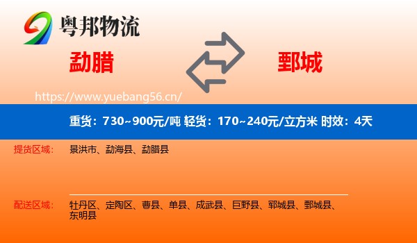 勐腊到鄄城县物流专线名片