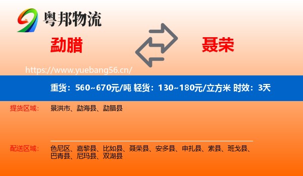 勐腊到聂荣县物流专线名片