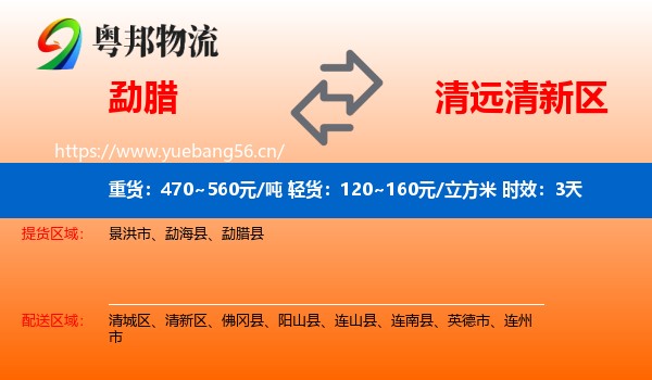 勐腊到清新区物流专线名片