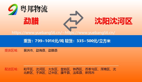 勐腊县到沈河区物流专线