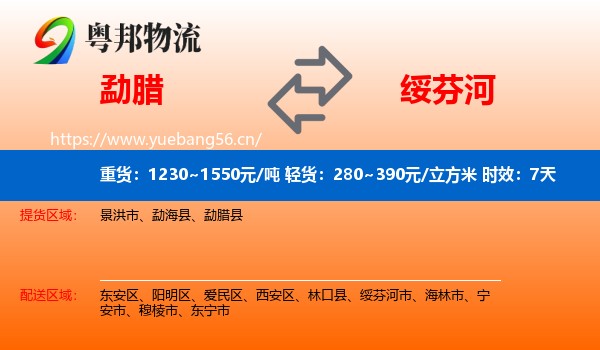 勐腊到绥芬河市物流专线名片