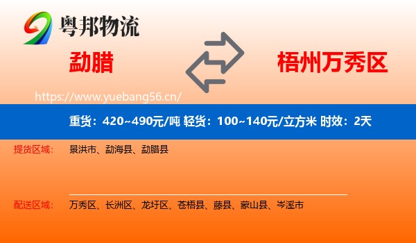 勐腊到万秀区物流专线名片