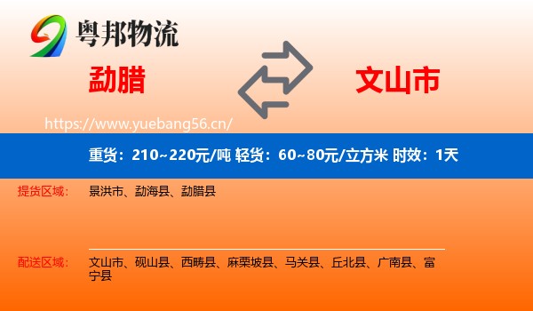 勐腊到文山市物流专线名片