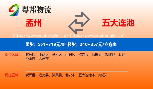 孟州到五大连池市物流