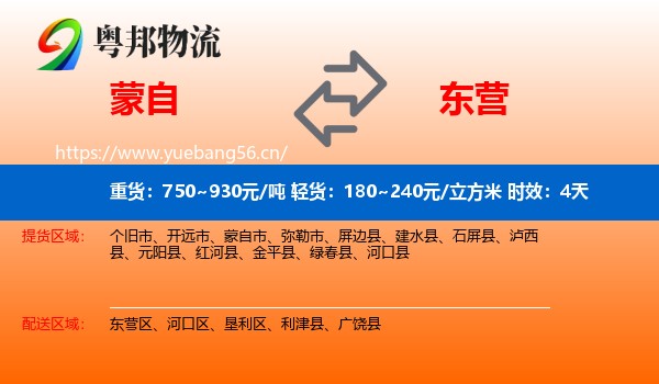 蒙自到东营物流专线名片