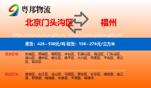 门头沟区到福州物流专线