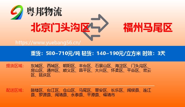 北京门头沟区到马尾区物流专线名片