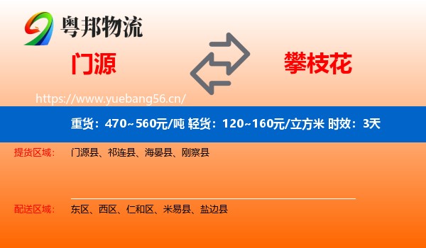 门源到攀枝花物流专线名片