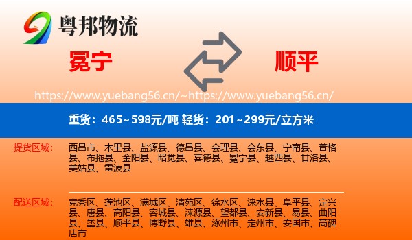 冕宁到顺平县物流