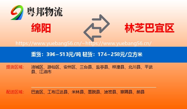 绵阳到巴宜区物流