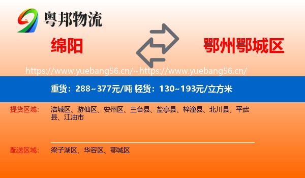 绵阳到鄂城区物流