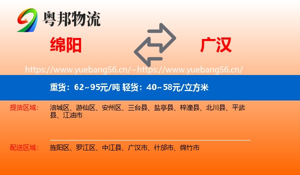 绵阳到广汉市物流