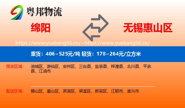 绵阳到惠山区物流