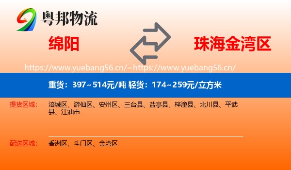 绵阳到金湾区物流