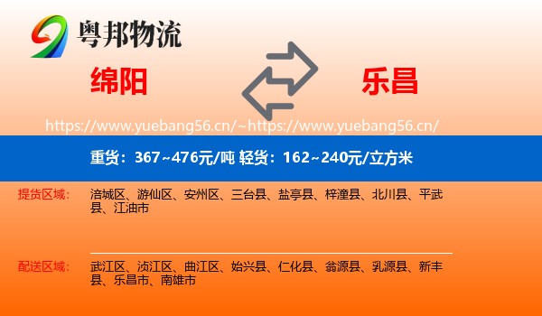 绵阳到乐昌市物流