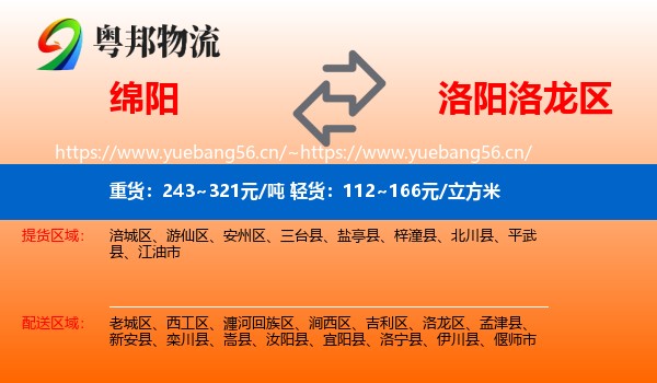 绵阳到洛龙区物流