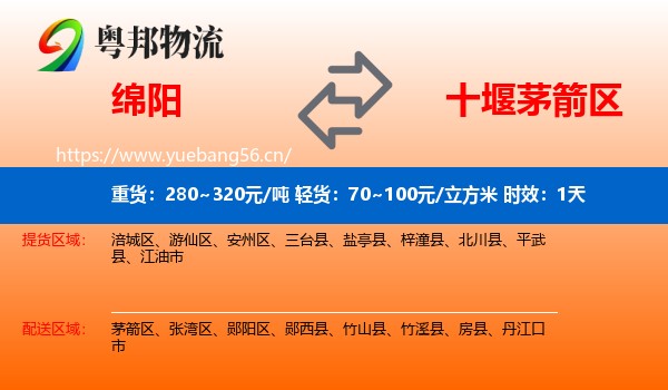 绵阳到茅箭区物流 绵阳到茅箭区物流专线名片