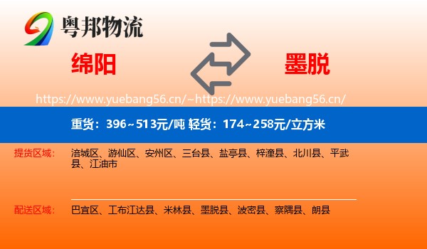绵阳到墨脱县物流