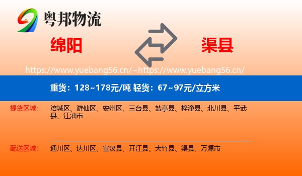 绵阳到渠县物流