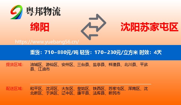 绵阳到苏家屯区物流专线名片