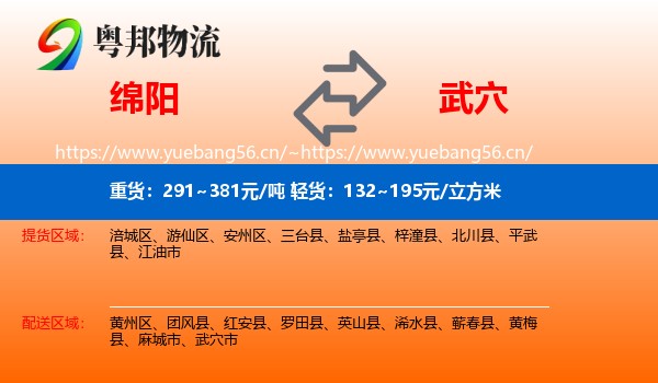 绵阳到武穴市物流