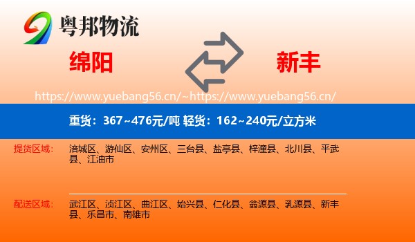 绵阳到新丰县物流