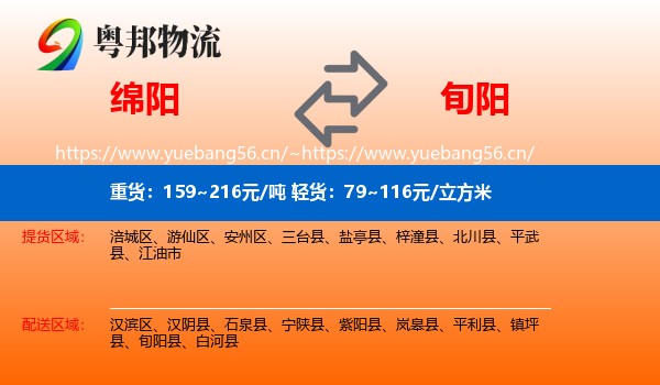 绵阳到旬阳县物流