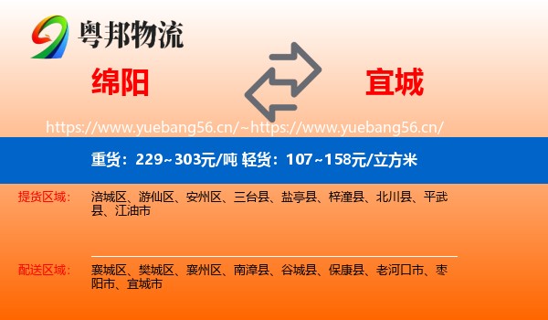 绵阳到宜城市物流