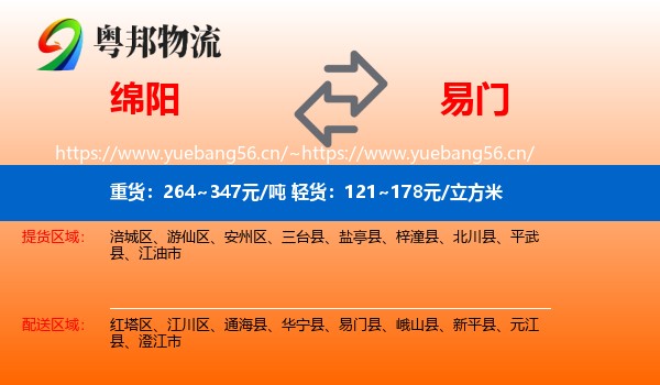 绵阳到易门县物流