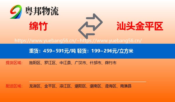 绵竹到金平区物流