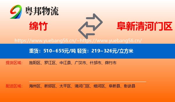 绵竹到清河门区物流