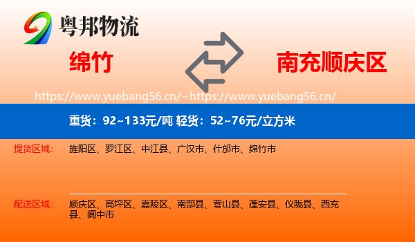 绵竹到顺庆区物流