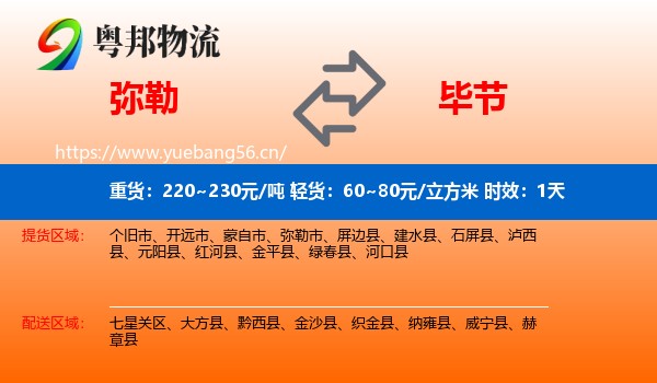 弥勒到毕节物流专线名片