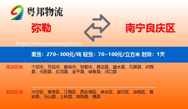 弥勒到良庆区物流专线名片
