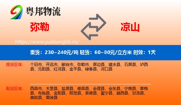 弥勒到凉山物流专线名片