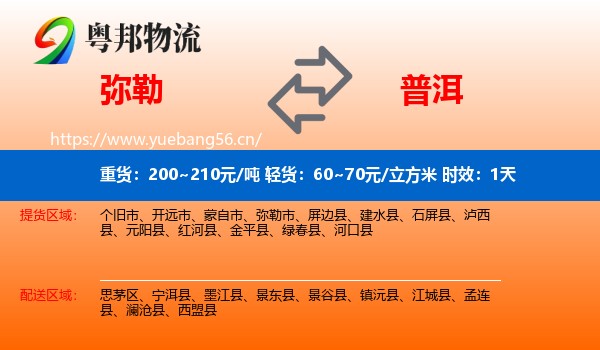 弥勒到普洱物流专线名片