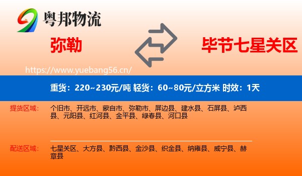 弥勒到七星关区物流专线名片